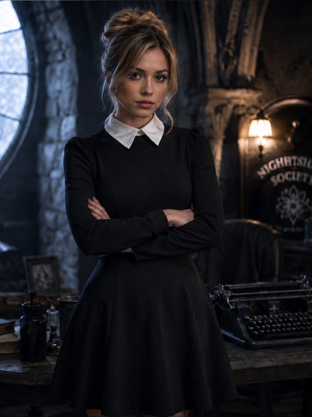 Aphratti Dress Womens S Fit & Flare Long Sleeve ASO Wednesday Addams Alternative